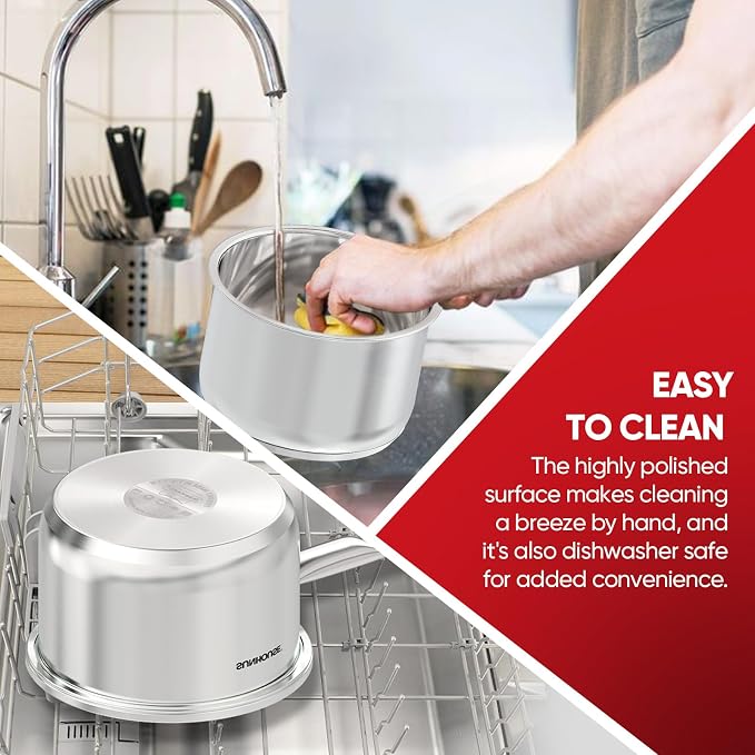 SUNHOUSE 1.5 QT Stainless Steel Sauce Pan with Lid, Small Pot for Cooking | PFOA-Free Uncoated Milk Pan & Butter Warmer, Mini Saucepan with Impact Bonding Base for Induction, Gas, Electric