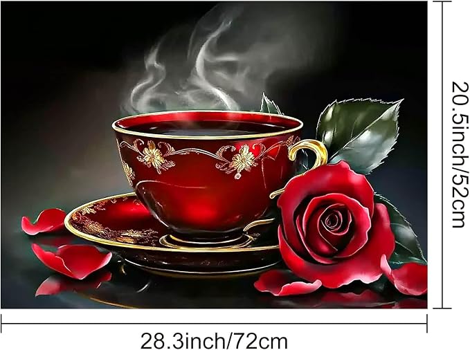 HOMETITUTE Red Rose Tea Cup Stove Top Cover 28x20 Romantic Mat