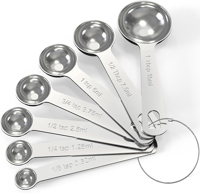 Stainless Steel Measuring Cups & Spoons Set,Coffee Scoop Spoon | Kitchen Gadgets for Cooking & Baking,Set of 7