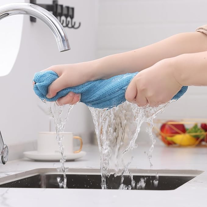 Kitinjoy 100% Cotton Waffle 12-Pack Kitchen Towels, 13" x 28", Sky Blue | Super Soft, Ultra-Absorbent, Fast Drying, lightweight, Quick Drying Kitchen Hand Towels