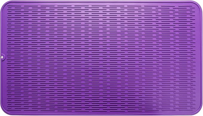 MicoYang Silicone Dish Drying Mat for Multiple Usage,Easy clean,Eco-friendly,Heat-resistant Silicone Mat for Kitchen Counter or Sink,Refrigerator or Drawer Liner Purple 4XL 32 inches x 18 inches