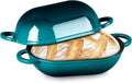 TeamFar Enameled Cast Iron Bread Loaf Pan, 2 QT Oval Dutch Oven with Lid | for Sourdough Bread Baking, Enameled Meatloaf Loaf Baking Pan with Lid, Even Heat Distribution & Self-Basting, Basil Green