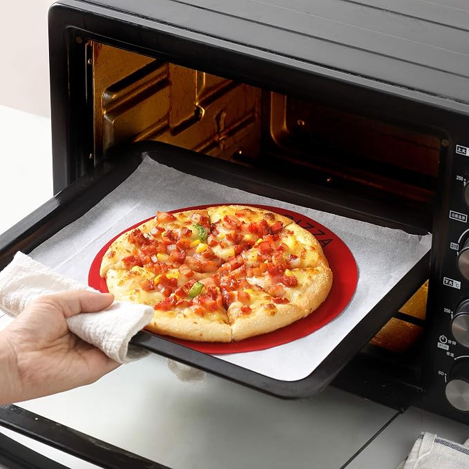 Silicone Baking Mat Set of 6, Includes 25"x17.5" Large, 2 Medium 16.5"x11.6", 2 Small 11.75"x8.25", 9" Round, All Mats 0.70mm Thick, Non-Stick Reusable Baking Mats for Pizza, Cookie, Bread