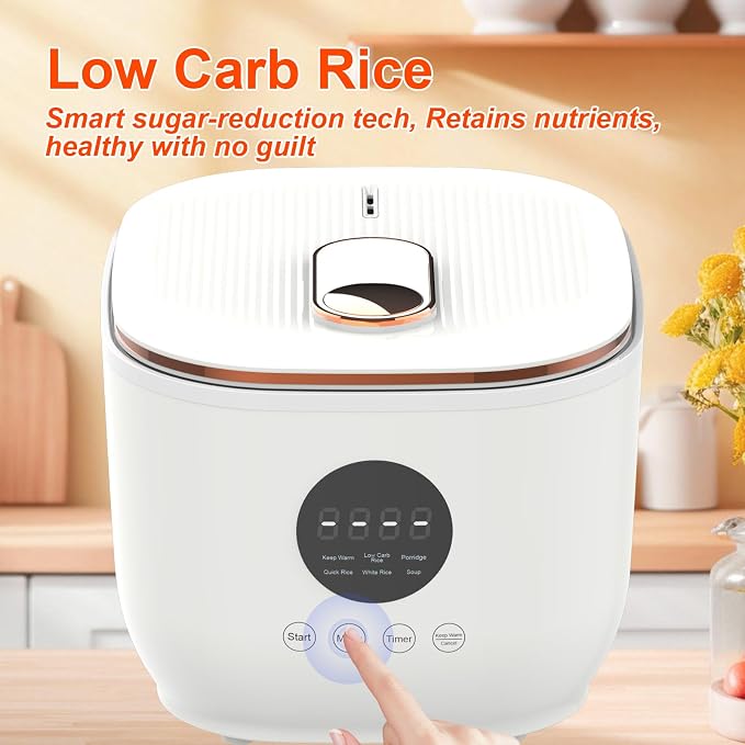 3L Healthy Low Carb Rice Cooker, Low Sugar Digital Steamer,Porridge,Soup,Quick Rice,White Rice,Stainless Steel Filter Basket，5 Cooking Functions,24H Timer & Auto Keep Warm | Healthy Low-Sugar Rice Family Capacity diabetic rice cooker for parents senior...