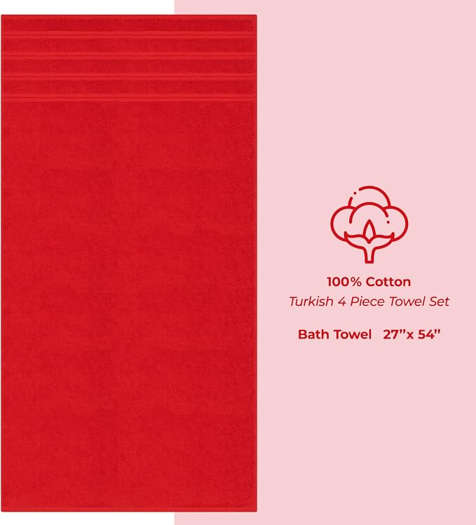 American Soft Linen 100% Cotton Luxury Turkish Towels, 4 PC Bath Towel Set | Soft Absorbent Quick Dry OEKO Tex Standard 100 Certificated Durable Machine Washable Premium Hotel Quality