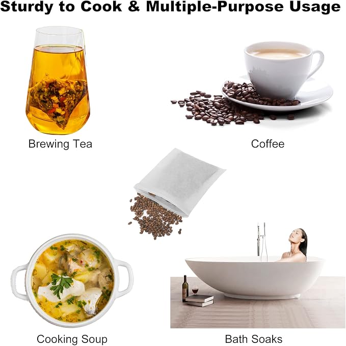 Numola 100Pcs Disposable Tea Bags for Loose Leaf Tea, Empty Tea Bags Natural Material Seal Tea Infuser Bag, Tea Infuser Sachets with Drawstring Herb Sachet Bags for Loose Tea (4" x 3.2")