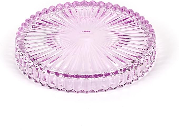 Modern Clear Coaster Set of 5- Glass Coasters for Drinks, Clear Purple | Crystal Coasters Round Cup Mat Coffee Table Decor for Office, Kitchen, Bar, Dining Room, Living Room, Patio