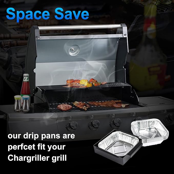 Uniflasy 7518 Grease Cup Replacement for Char-Griller 5050/5650/5072 | Also fits 3070/5030/5750/3000/3001/3072/4001/4208;Includes 1 powder-coated steel drip catcher and 15 foil liners
