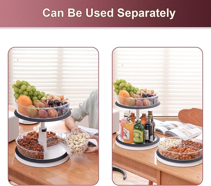Lazy Susan Medicine Bottle Organizer for Cabinet 2 Tier Clear | 11 Inch Large Turntable for Bathroom Countertop and Pantry