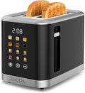 REVOTRA 2 Slice Toaster Stainless Steel with LED Display, Extra Wide Slots | 6 Shade Settings, Defrost/Reheat/Cancel, Removable Crumb Tray, Compact Toaster for Bagels & Waffles