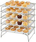 Herogo 5-Tier 15" x 10" Cooling Rack, Stainless Steel Baking Rack for Cookies, Cupcakes, and Pastries, Collapsible Space-Saving Design, Dishwasher Safe, Ideal for Baking, Roasting, and Drying