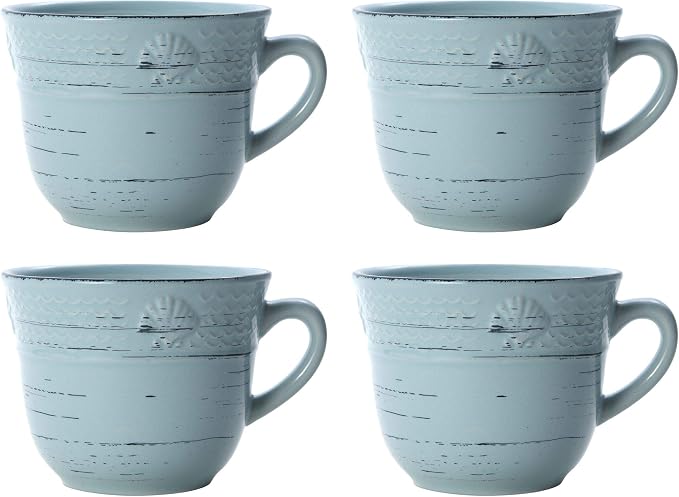 Pfaltzgraff Trellis Coastal 16-Piece Dinnerware Set, teal