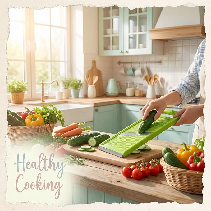 Handheld vegetable Slicer Potato Slicer, Suitable for Potatoes, Carrots, Zucchini, Cucumbers, Onions, Eggplants, Suitable for Making Potato Chips and Using Vegetable French (Green)