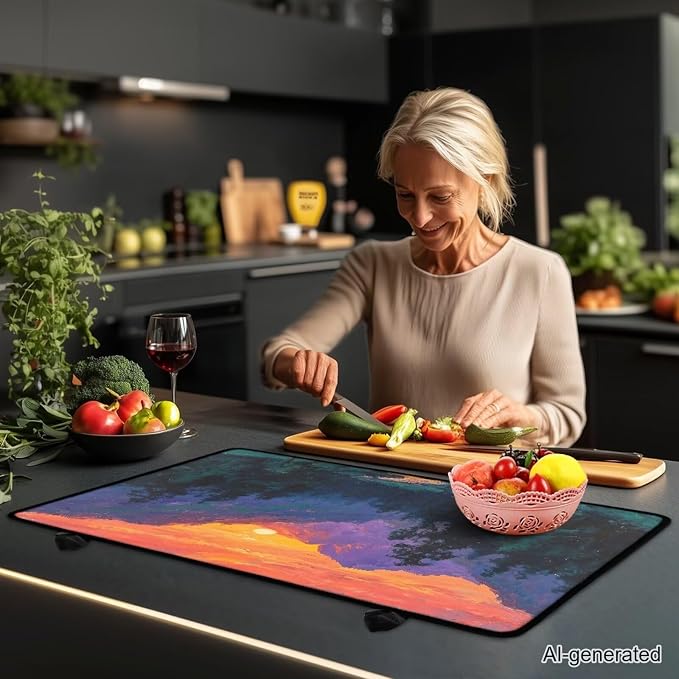 Hambergur Print Kitchen Stove Cover for Electric Stove Heat-Resistant Induction Stove Top Protector with Hanging Loop Countertop Mat National Cheeseburger Day Decor