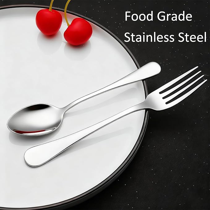 24 Piece Forks and Spoons Silverware Set for 12, Food Grade Stainless Steel Dinner Forks and Spoons (6.7 inches), Heavy-Duty Cutlery Set for Home, Kitchen and Restaurant, Dishwasher Safe