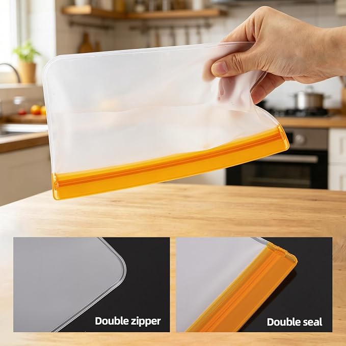 30 PCS Reusable Freezer Bags Washable, BPA Free Leakproof Food Storage Bags for Fruit, Meal Prep, Freezing Meat- 10 Gallon 10 Sandwich 10 Snack