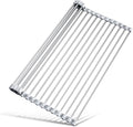 Tomorotec Roll Up Dish Drying Rack Over Sink, 304 Steel, 17.7x12.5, Marble | Anti-Slip Silicone Rims For Grip, Heat-Resistant Trivet Mat Holding Heavy Cookware, Rustproof Kitchen Counter Space Saver