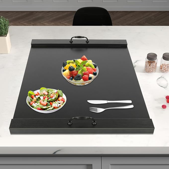 Stove Top Cover – 30" x 22" Wooden Noodle Board with Handles, Extra Counter Space Stove Protector & Decorative Tray for Gas or Electric Ranges, Apartments & RV Kitchens