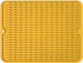 Silicone Dish Drying Mat, Non-Slip Easy Clean Sink Mat, Yellow, 18" x 16" | Quick-Dry Ridges, Large Heat-resistant Dish Drainer Mat for Kitchen Counter, Hangable & Roll-Up for Storage, Dishwasher Safe