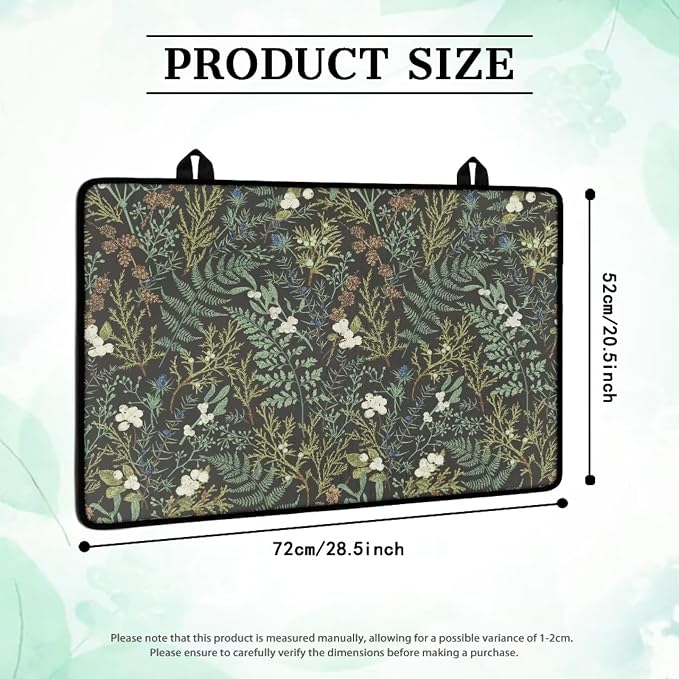 Botanical Print Stove Top Covers for Electric Stove Floral Black Sage Green Flower Plant Glass Top Gas Stove Pad Heat Resistant Range Cooktop Mat for Kitchen 28"x20"