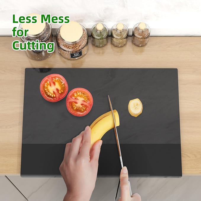 SWSKR 1 PCS Black Clear Acrylic Cutting Board with Counter Lip | BPA-free food-safe acrylic, 60% thicker, durable, easy to clean, protects countertops, home & pro kitchen(17.5''*13.5'')