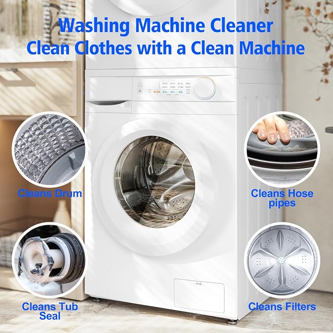 USKICH 40 Pack Washing Machine Cleaner Tablets,Deep Cleaning Descaler For HE Front Loader & Top Load Washer,Washer Machine Cleaning Tablets Clean Inside Drum and Laundry Tub Seal,Septic Safe