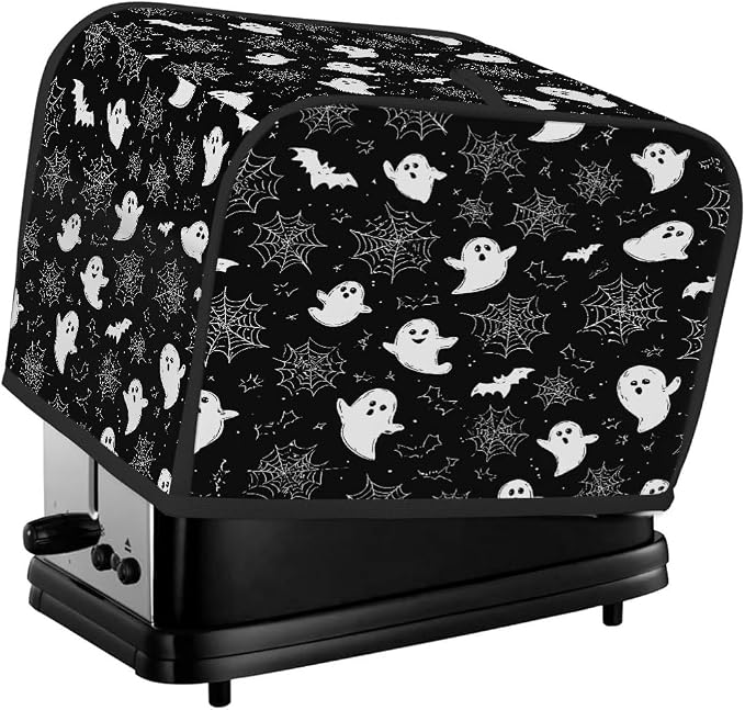 2 Slice Toaster Cover Cartoon Ghosts Spider Toaster Covers Two Slice Wide Slot Waterproof and Dustproof Covers for Wide Slot Toasters and Small Appliances Kitchen Decor Gifts