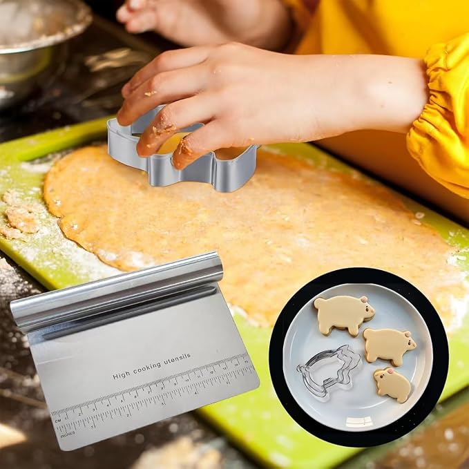 Concha Cutter ，Stainless Steel Mexican Bread Mold with 5pc pig cookie cutter，Mexican Kitchen Mold for Bread Cookie Cake Biscuit，Moldes Para Marcador De Conchas