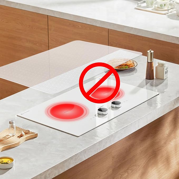 Stove Top Cover for Electric Stove - Food Grade Ceramic Stove top Cover, Silicone XXL Dish Drying Mat, Glass Cooktop Covers, Flat RV Range top Mats (Hyaline,30x21)