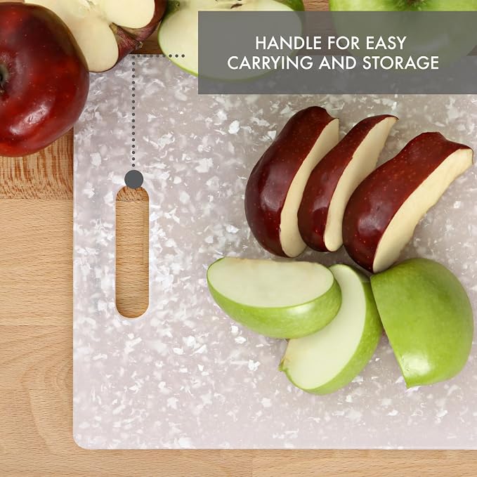 Dexas Classic Jelli Cutting Board with Handle, 9 by 15 inches, White Granite Pattern