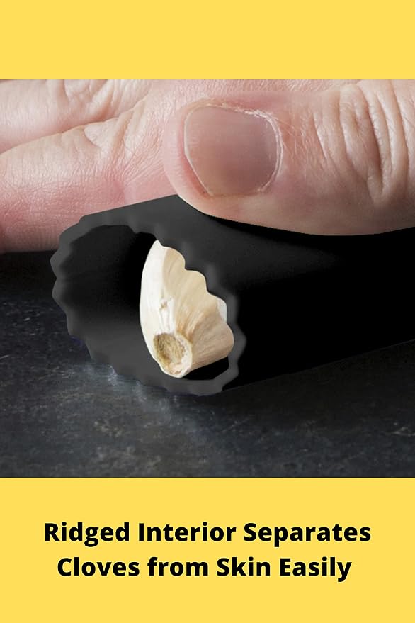 Premium Garlic Peeler - Silicone Easy Roll Garlic Roller Tube - Sturdy Thick Odor Free Silicone - Removes Garlic Peels in Seconds - Peels Multiple Cloves - BPA Free - Black