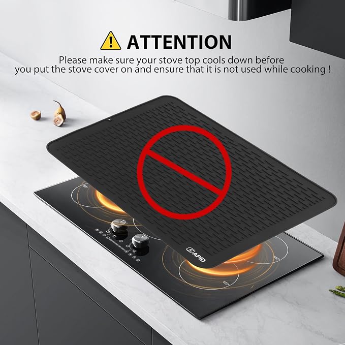 Extra Large 30x24 Inch Silicone Dish Drying Mat for Rack & Kitchen Counter | Easy Clean Silicone Drying Mat for Kitchen Counter , Non-Slip Dishes Drain Mat, Heat Resistant Silicon Dish Mat, Black, SAPID