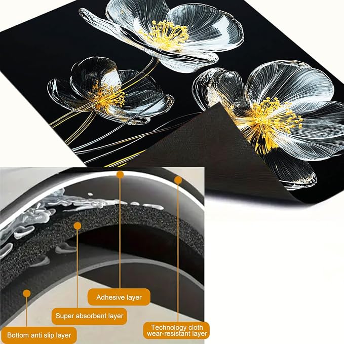 HOMETITUTE Elegant Glass Blossom Stove Top Cover 28x20 Diatomite Mat