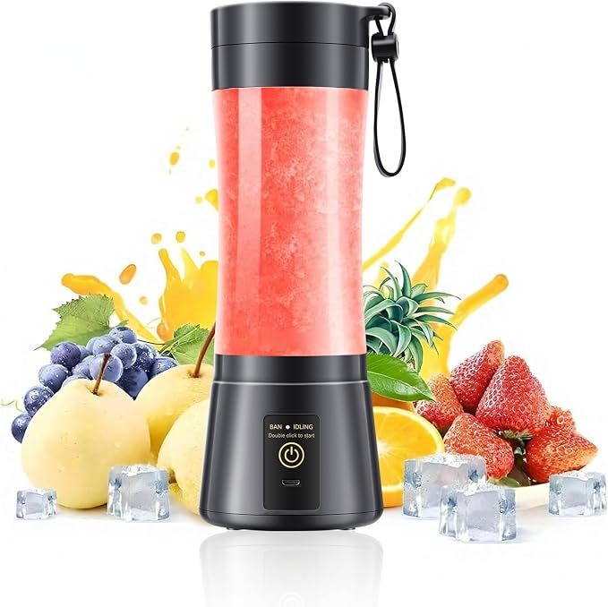 Mini Portable Smoothies Travel Blender - Personal Size Blender | 380Ml Juice Cup BPA Free, 6 Stainless Steel Blades, Powerful Blending Easily Squeezed Fresh Juice in Sports/Gym/Picnic