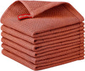 Nialnant 6 Pack Dish Towels,100% Cotton Hand Towels for Kitchen,Housewarming Gifts for New Home,Kitchen Dish Rags 12x12 Inches, Brick Red
