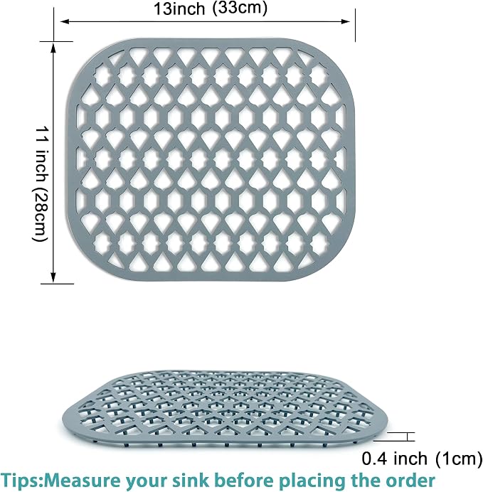 Silicone Kitchen Sink Protectors Mats - 12" 13" 14" 16" 18" 19" 21" 22" 24" 25" 26" 28" 30", Heat Resistant, Machine-wash (13”x11”)