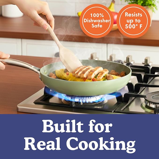 NonToxic Platinum Silicone Utensils, 100% Plastic-Free, 2-Pcs, Beige | LFGB-certified platinum silicone. Solid steel core, no hidden plastics. 500°F heat resistant. Non-scratch. Dishwasher safe