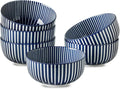 Ceramic Soup Bowls, 28 Ounces Cereal Bowls for Oatmeal, Dessert and Pasta, Japanese Style Large Rice Bowls Set of 6, Prefect for Kitchen,Gift, Dishwasher & Microwave Safe, Vintage Blue