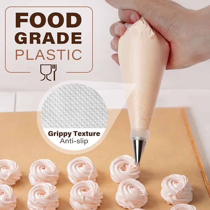 LotFancy 250pcs 12 Inch Piping Bags, Disposable Pastry Bags with 5 Clips | Anti-Burst & Non-Slip Icing Bags, Frosting Bags for Dessert, Pastry, Cookies, Cupcake Decorating