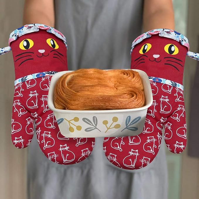 Alselo Oven Mitts, 7"x13.5", 1 Pair | Silicone Printed, Kitchen Mittens
