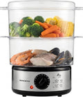 OVENTE 2-Tier Electric Food Steamer, 5 Qt Stainless Steel, Silver FS62S | Stackable Steam Cooker with 400W Power, 60-Minute Timer & Auto Shut-Off, Dishwasher Safe, Healthy Vegetables, Seafood & More
