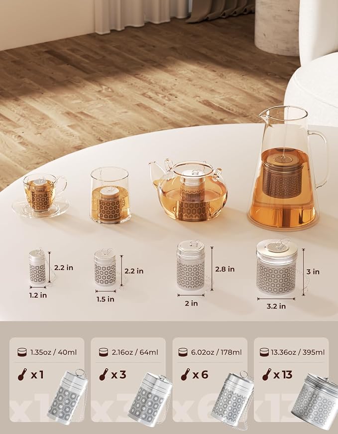 Extra Large Tea Infuser for Loose Tea & Spice Ball for Cooking | 304 Stainless Steel Tea Strainer Fine Mesh Large Tea Ball 3.2” x 3” Loose Leaf Tea Steeper for Teapot Pitcher Kettle