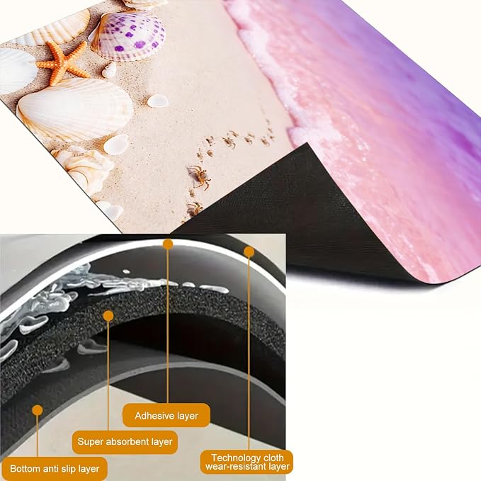 HOMETITUTE Summer Stove Top Covers for Electric Stove 28x20 Inches Pink Beach Coastal Ar Heat Resistant Glass Cooktop Protector Pad Decorative Stovetop Cover for Kitchen Coffee Bar Decor