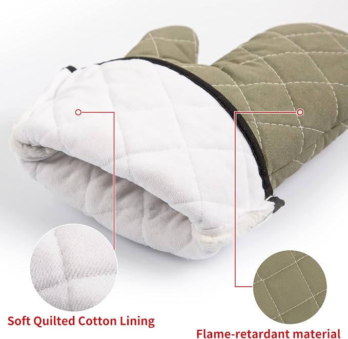 ARCLIBER 15" 425°F Terry Oven Mitts Quilted Heat Resistant Kitchen | Quilted Lining, 1 Pair, Heat Resistant, Classic, Cotton Blend, Cooking, Baking, Grilling, Non-Slip Grip
