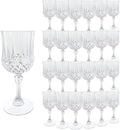 24Pack Plastic Wine Glasses, 7oz Vintage Goblets for Wedding | Unbreakable Crystal Style Reusable Stemware, Elegant Clear Drinking Glass for Party Anniversary & Holiday Celebration