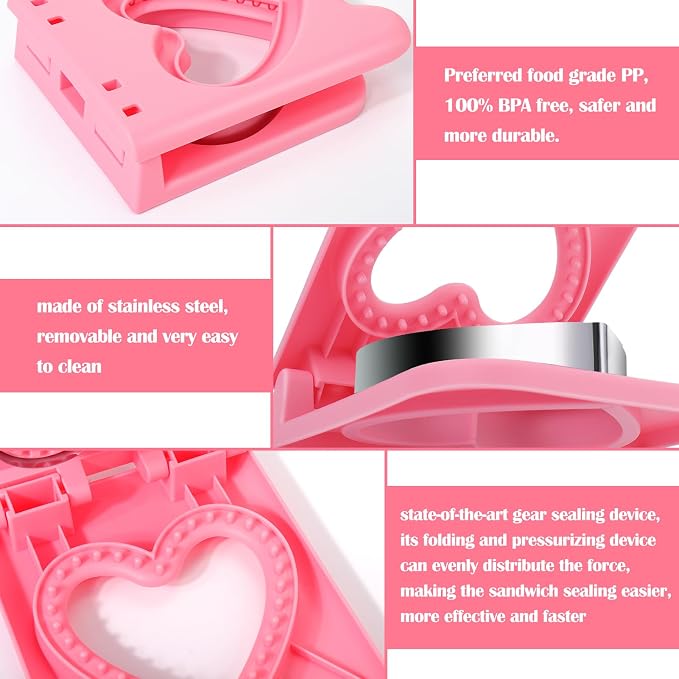 Vodolo 2PCS Sandwich Maker,Sandwich Cutters for Kids Lunch,Crustless Breakfast Sandwich Cutter and Sealer Set Great for Children Boys Girls Lunchbox and Bento Box for Autumn School Start Season