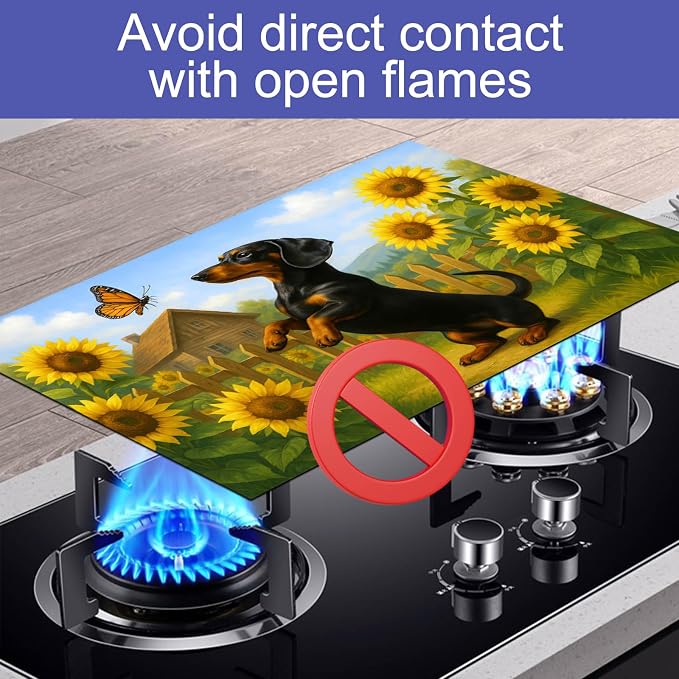 HOMETITUTE Sunflower Dachshund Stove Top Cover 28x20 Diatomite Heat Resistant