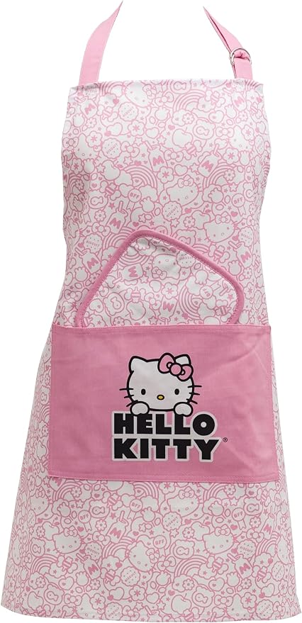 Hello Kitty Print 28" Adult Apron and Pot Holder Set