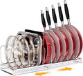 MUDEELA Expandable Pot Pan Lid Organizers inside Cabinet, 12 Divider-Silver | Expandable 11.8–22.9", 12 Adjustable Divider, Tool-Free Assembly, Non-Slip, Scratch-Proof, For Pan Lid Cutting Board Bakeware