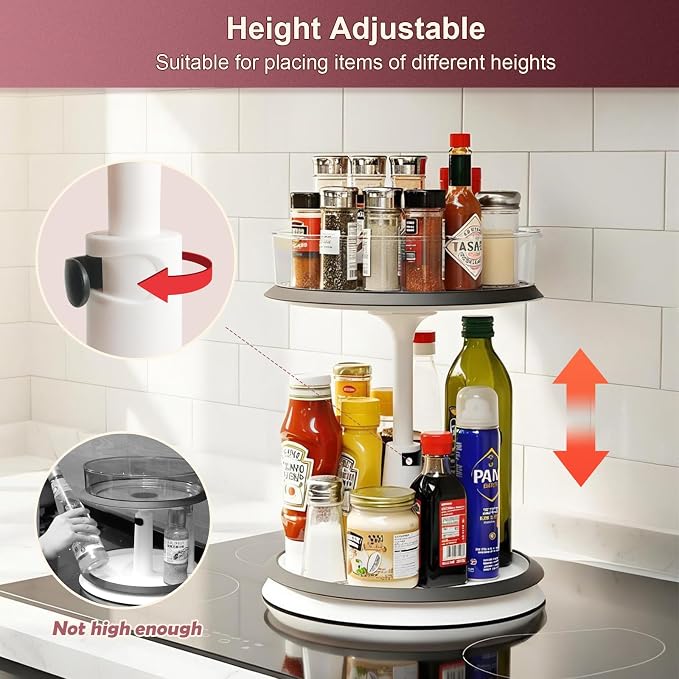 Lazy Susan Medicine Bottle Organizer for Cabinet 2 Tier Clear | 11 Inch Large Turntable for Bathroom Countertop and Pantry